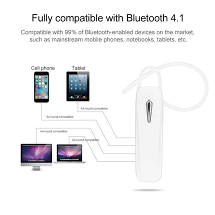 Stereo Bluetooth Headset V4.1 Wireless Headphone Hands Free Earphone for Xiaomi Samsung(White)-garmade.com