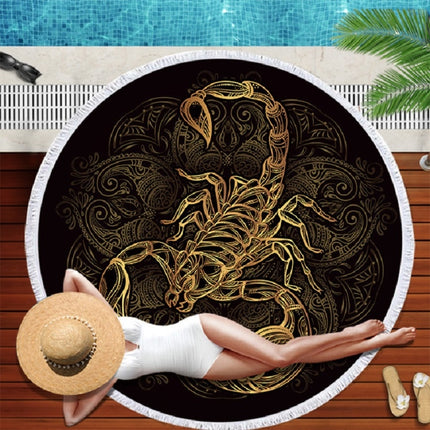 Animal Pattern Round Superfine Fiber Beach Towel with Tassel, Size:150 x 150cm(Scorpion)-garmade.com