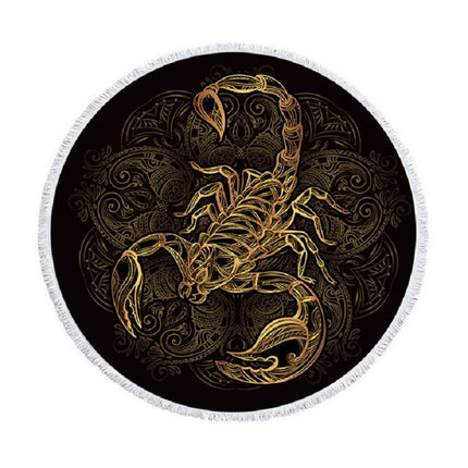 Animal Pattern Round Superfine Fiber Beach Towel with Tassel, Size:150 x 150cm(Scorpion)-garmade.com