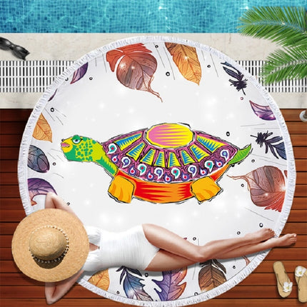 Animal Pattern Round Superfine Fiber Beach Towel with Tassel, Size:150 x 150cm(Colorful Turtle)-garmade.com
