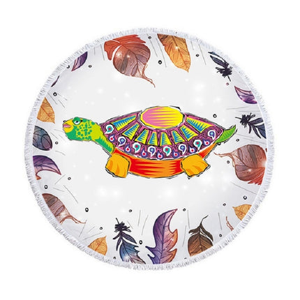 Animal Pattern Round Superfine Fiber Beach Towel with Tassel, Size:150 x 150cm(Colorful Turtle)-garmade.com