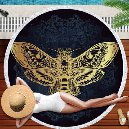 Animal Pattern Round Superfine Fiber Beach Towel with Tassel, Size:150 x 150cm(Moth)-garmade.com