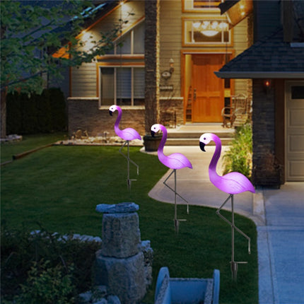3 in 1 Waterproof Solar Flamingo Lawn Light LED Garden Path Landscape Lights Night Lamp-garmade.com
