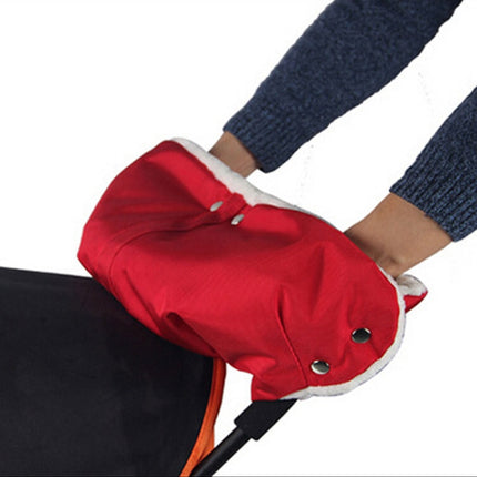 2 Pairs Baby Stroller Warm Gloves Modified Version of the Cart Out of the Wind And Antifreeze Gloves(Red)-garmade.com