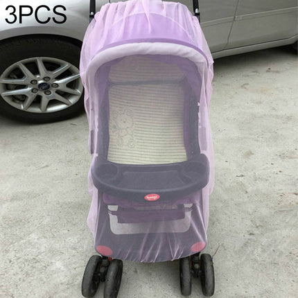 3 PCS 150cm Baby Pushchair Mosquito Insect Shield Net Safe Infants Protection Mesh Stroller Accessories Mosquito Net(Pink)-garmade.com