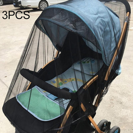 3 PCS 150cm Baby Pushchair Mosquito Insect Shield Net Safe Infants Protection Mesh Stroller Accessories Mosquito Net(black)-garmade.com
