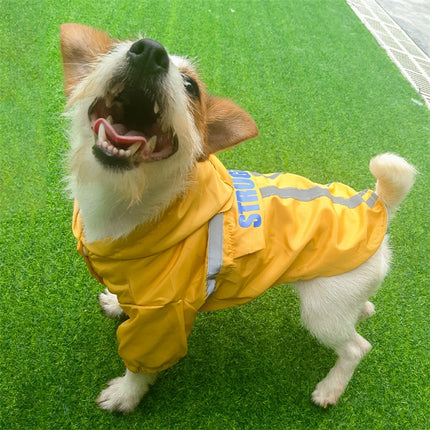 Foldable Reflective Stripe Hooded Pet Raincoat Dog Waterproof Clothing, Size:S(Fluorescent Yellow)-garmade.com