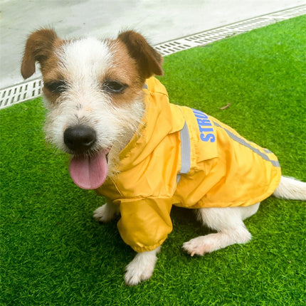 Foldable Reflective Stripe Hooded Pet Raincoat Dog Waterproof Clothing, Size:M(Fluorescent Yellow)-garmade.com