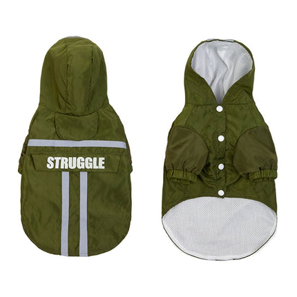 Foldable Reflective Stripe Hooded Pet Raincoat Dog Waterproof Clothing, Size:XXL(Dark Green)-garmade.com