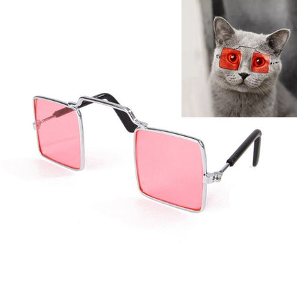 Pet Jewelry Cat Photo Funny Props Personality Glasses(Transparent Pink)-garmade.com