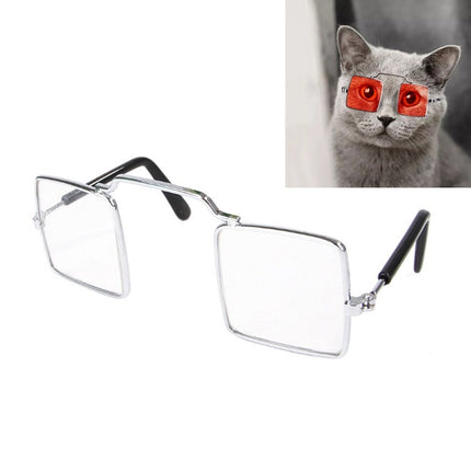 Pet Jewelry Cat Photo Funny Props Personality Glasses(Transparent White)-garmade.com