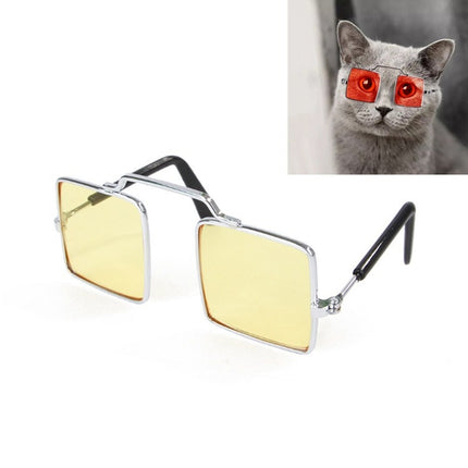 Pet Jewelry Cat Photo Funny Props Personality Glasses(Transparent Yellow)-garmade.com