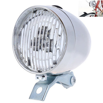 2 PCS 3 LED Retro Bicycle Headlight Night Riding Safety Warning Light(Silver)-garmade.com