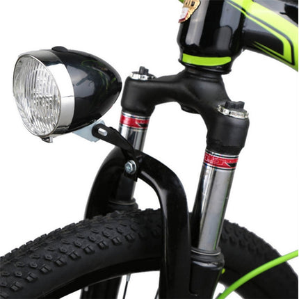 2 PCS 3 LED Retro Bicycle Headlight Night Riding Safety Warning Light(Silver)-garmade.com