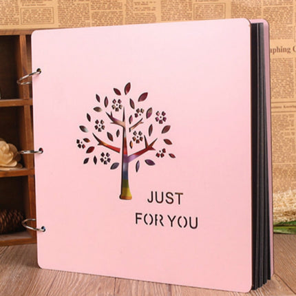 Wooden Cover Baby Growth Commemorative Album Creative Manual Paste Album Book(Pink Growing Tree)-garmade.com