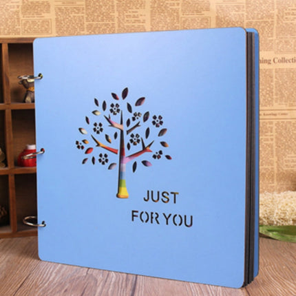 Wooden Cover Baby Growth Commemorative Album Creative Manual Paste Album Book(Blue Growing Tree)-garmade.com