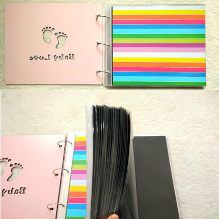 Wooden Cover Baby Growth Commemorative Album Creative Manual Paste Album Book(Pink Our Story)-garmade.com
