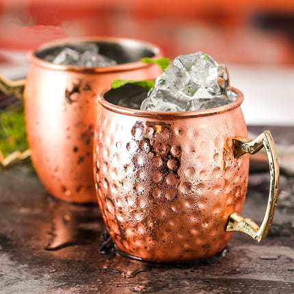 2 PCS Copper Plating Stainless Steel Mug Cocktail Glass Beer Mug Rose Gold, Style:Hammer point-garmade.com