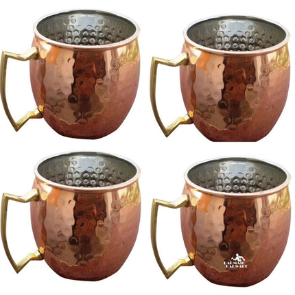 2 PCS Copper Plating Stainless Steel Mug Cocktail Glass Beer Mug Rose Gold, Style:Hammer point-garmade.com