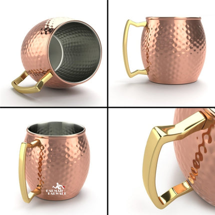 2 PCS Copper Plating Stainless Steel Mug Cocktail Glass Beer Mug Rose Gold, Style:Hammer point-garmade.com