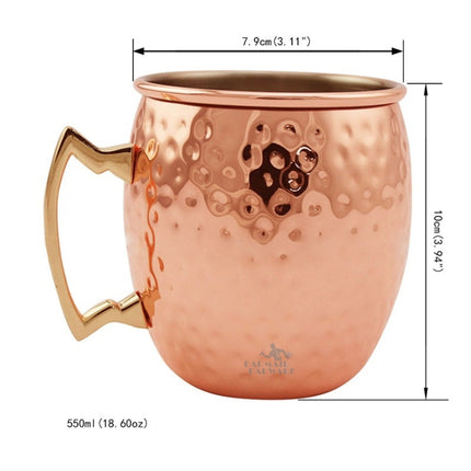2 PCS Copper Plating Stainless Steel Mug Cocktail Glass Beer Mug Rose Gold, Style:Hammer point-garmade.com