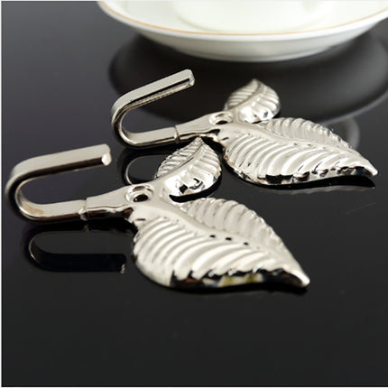 2 PCS Iron Leaf Shaped Curtain Tie Wall Hooks Home Decor(Silver)-garmade.com