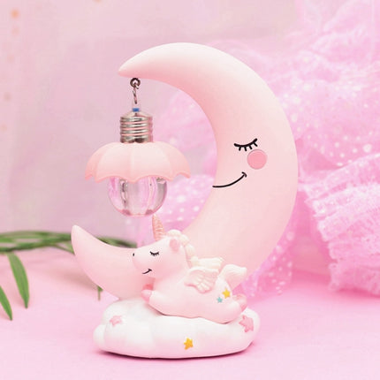 Moon Resin Cartoon Romantic Bedroom Decor Night Lamp Baby Kids Birthday Xmas Gift(Blue)-garmade.com