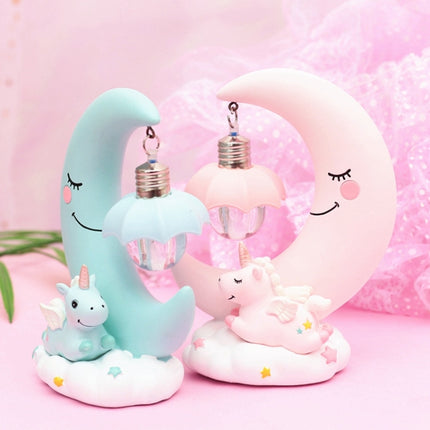 Moon Resin Cartoon Romantic Bedroom Decor Night Lamp Baby Kids Birthday Xmas Gift(Pink)-garmade.com
