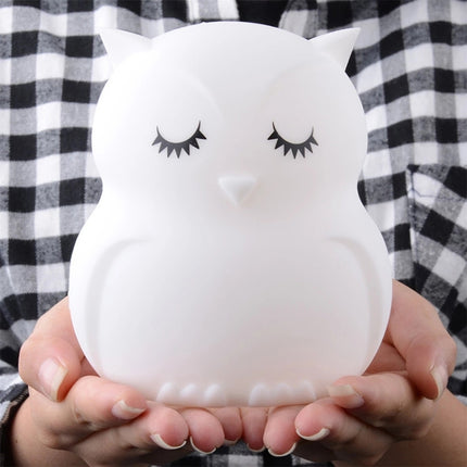 Cute owl cartoon colorful LED Lamp creative silicone night light childrens toy lamp bedroom decoration USB charging light-garmade.com