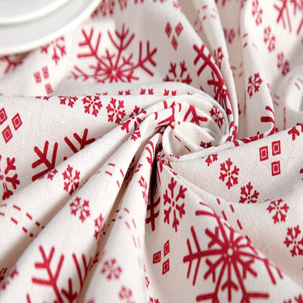 Linen Cotton Tablecloth Red Snowflakes Pattern Table Cloth Wedding Banquet Washable Table Cover Textiles, Size:90x90cm(Big Snowflake)-garmade.com