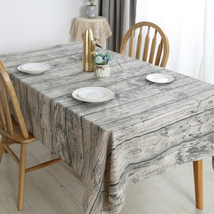 Vintage Popular Table Cloth Linen Rectangular Tablecloth Wooden Grain Dustproof Restaurant Table Cover, Size:90x90cm(Gray)-garmade.com