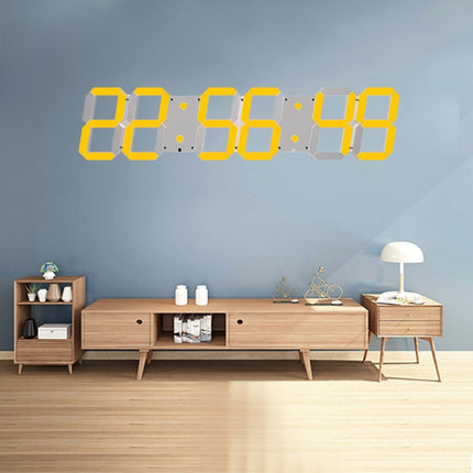 Multifunctional LED Wall Clock Creative Digital Clock US Plug, Style:Hollow Remote Control(Gold Font)-garmade.com