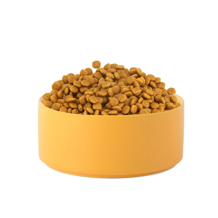 13cm/400ml Cat Bowl Dog Pot Pet Ceramic Bowl, Style:2 PCS Bowls(Yellow)-garmade.com