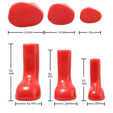 4 PCS/Set Pet Rain Boots Waterproof Non-slip Dog Shoes, Size:S(Red)-garmade.com