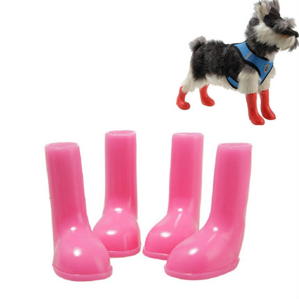 4 PCS/Set Pet Rain Boots Waterproof Non-slip Dog Shoes, Size:S(Pink)-garmade.com