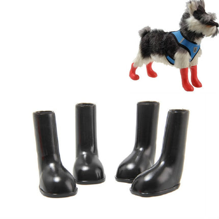 4 PCS/Set Pet Rain Boots Waterproof Non-slip Dog Shoes, Size:S(Black)-garmade.com