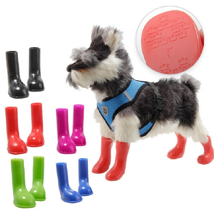 4 PCS/Set Pet Rain Boots Waterproof Non-slip Dog Shoes, Size:M(Red)-garmade.com