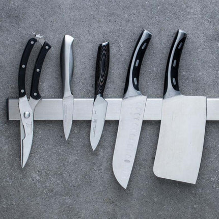 Stainless Steel Knife Holder Kitchen Rack Magnetic Suction Knife Holder, Length:30cm, Style:3M Red Gum(Silver)-garmade.com