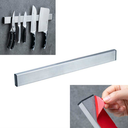 Stainless Steel Knife Holder Kitchen Rack Magnetic Suction Knife Holder, Length:40cm, Style:3M Red Gum(Silver)-garmade.com