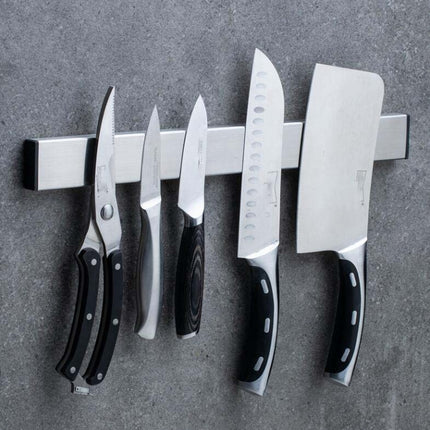 Stainless Steel Knife Holder Kitchen Rack Magnetic Suction Knife Holder, Length:50cm, Style:Free Nail Glue(Silver)-garmade.com
