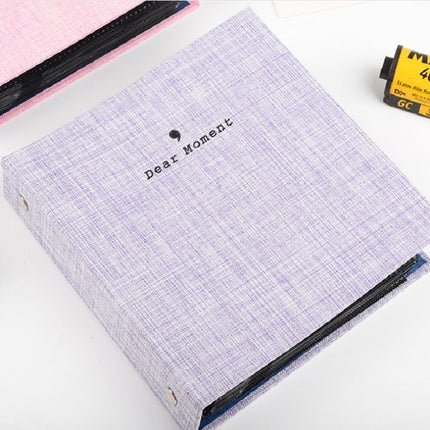 5 inch Photos Cotton Linen Loose-leaf Album Movie Ticket Postcard Storage Book(Purple)-garmade.com