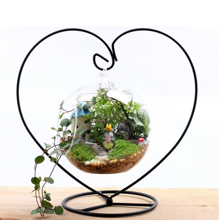 Heart-shaped Flower Stand Iron Frame Micro Landscape Ecological Bottle Shelf-garmade.com