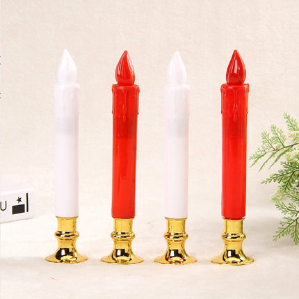 2 PCS Artificial Long Candle Light Plastic Electronic Candle(White Shell Yellow Light)-garmade.com