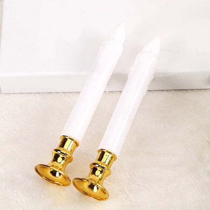 2 PCS Artificial Long Candle Light Plastic Electronic Candle(White Shell Yellow Light)-garmade.com