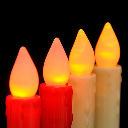 2 PCS Artificial Long Candle Light Plastic Electronic Candle(White Shell Yellow Light)-garmade.com