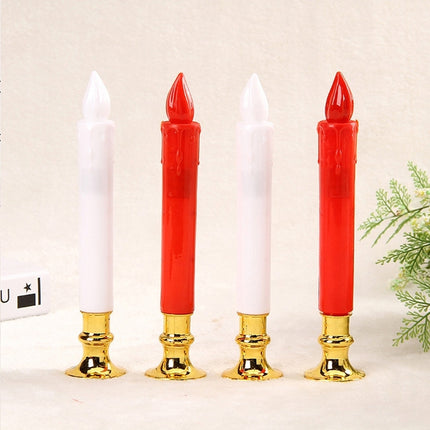 2 PCS Artificial Long Candle Light Plastic Electronic Candle(Red Shell Red Light)-garmade.com