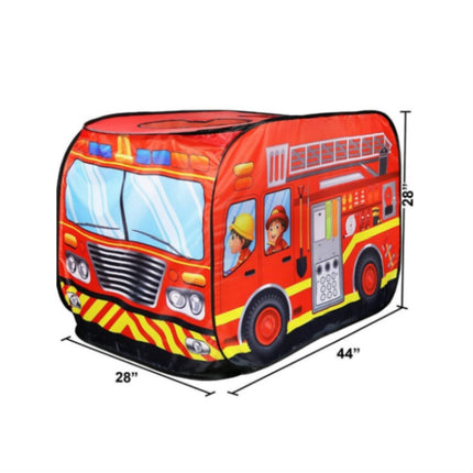 Children Toy Tent Cloth Fire Truck Police Car School Bus Game House(Fire Truck)-garmade.com