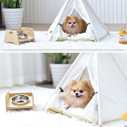 Removable and Washable Canvas Fabric Pet Nest Pet Tent, Size:40x40x50 cm, Style:Spiked Lace (without Pad)-garmade.com