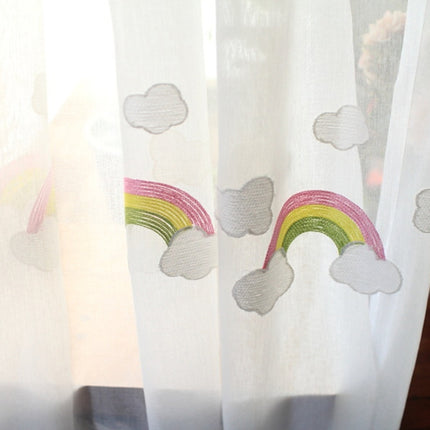 Rainbow Clouds Embroidered Tulle Children Curtains for Kids Bedroom Window Treatments Kitchen Curtains for Living Room, Size:2.5Mx2.7M / Piece Hook Type-garmade.com