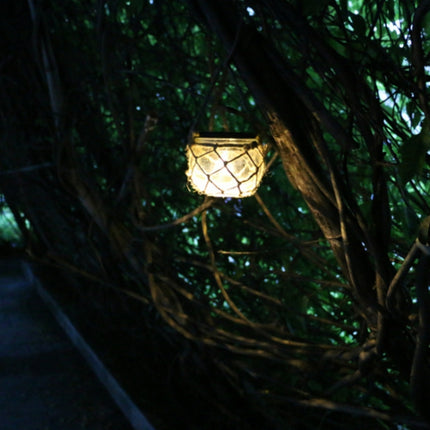 Outdoor Solar Hanging Light LED Hemp Glass Chandelier Solar Garden Light-garmade.com